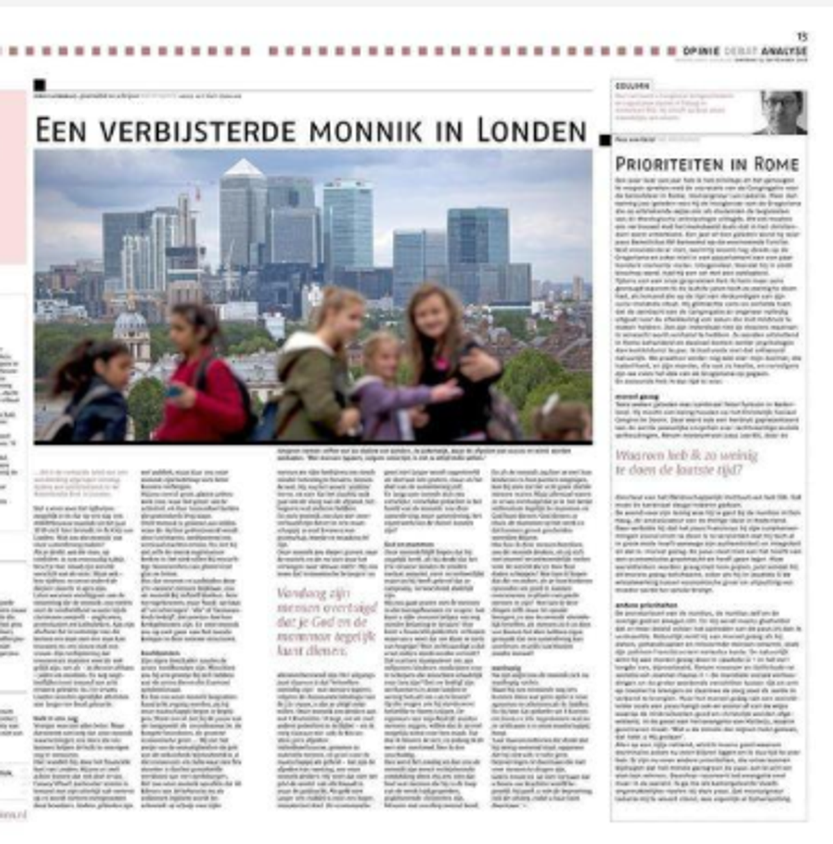 Krantenartikel Verbijsterde monnik in Londen